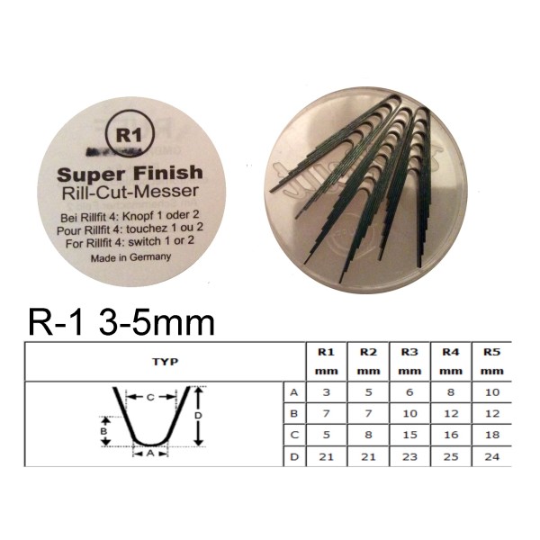 Protektora griešanas nazis R1, 3–5 mm